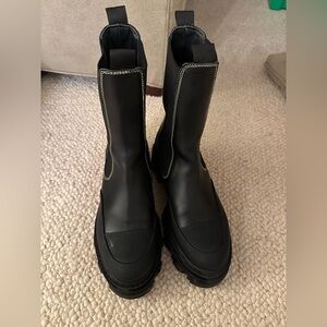 Ganni leather and rubber boots Chelsea style size 42